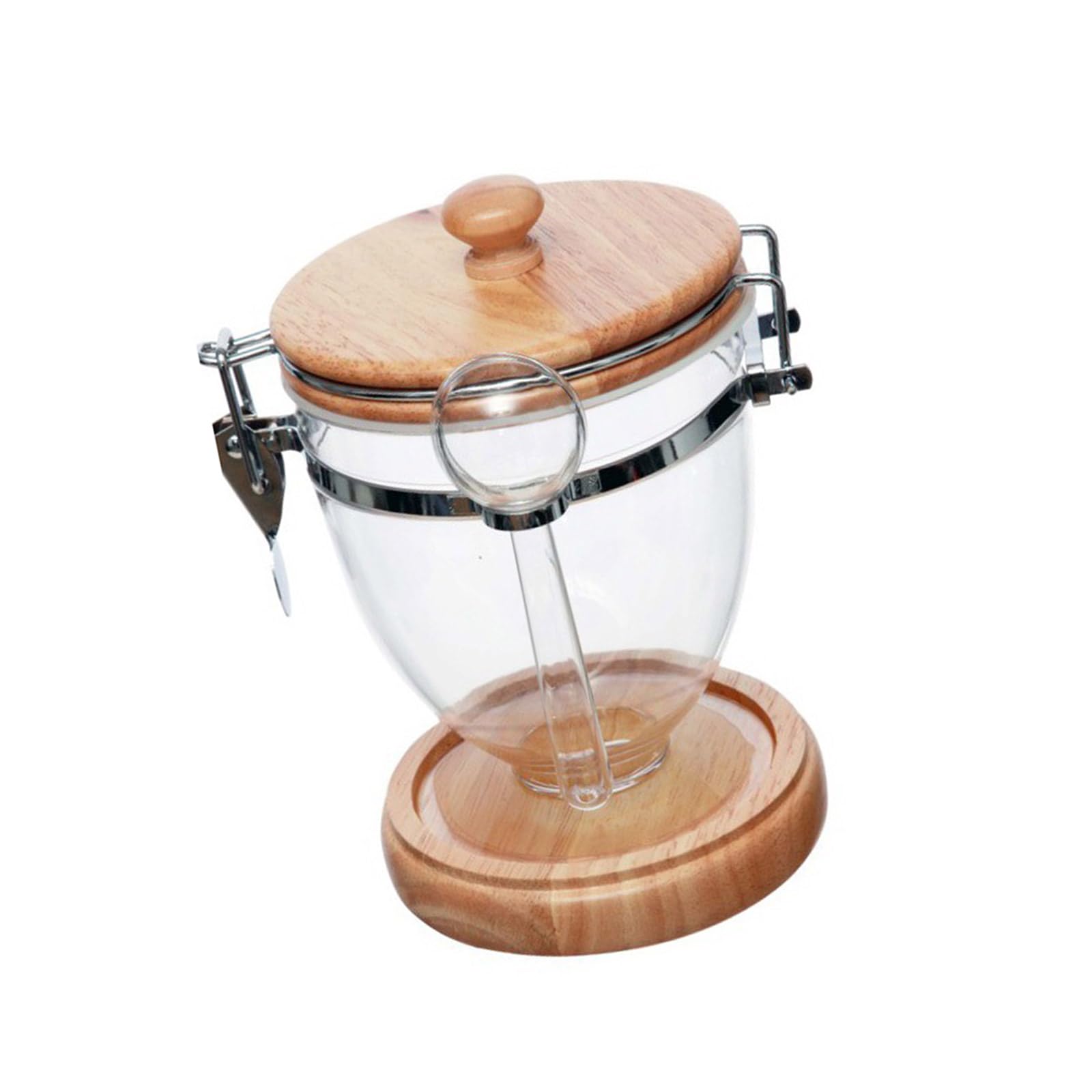 Tsophreniq Airtights Sealed Storage Jar for Coffee and Dry Goods Featuring Acrylic Body and Wood Lid Coffee Storage Jar with Spoon
