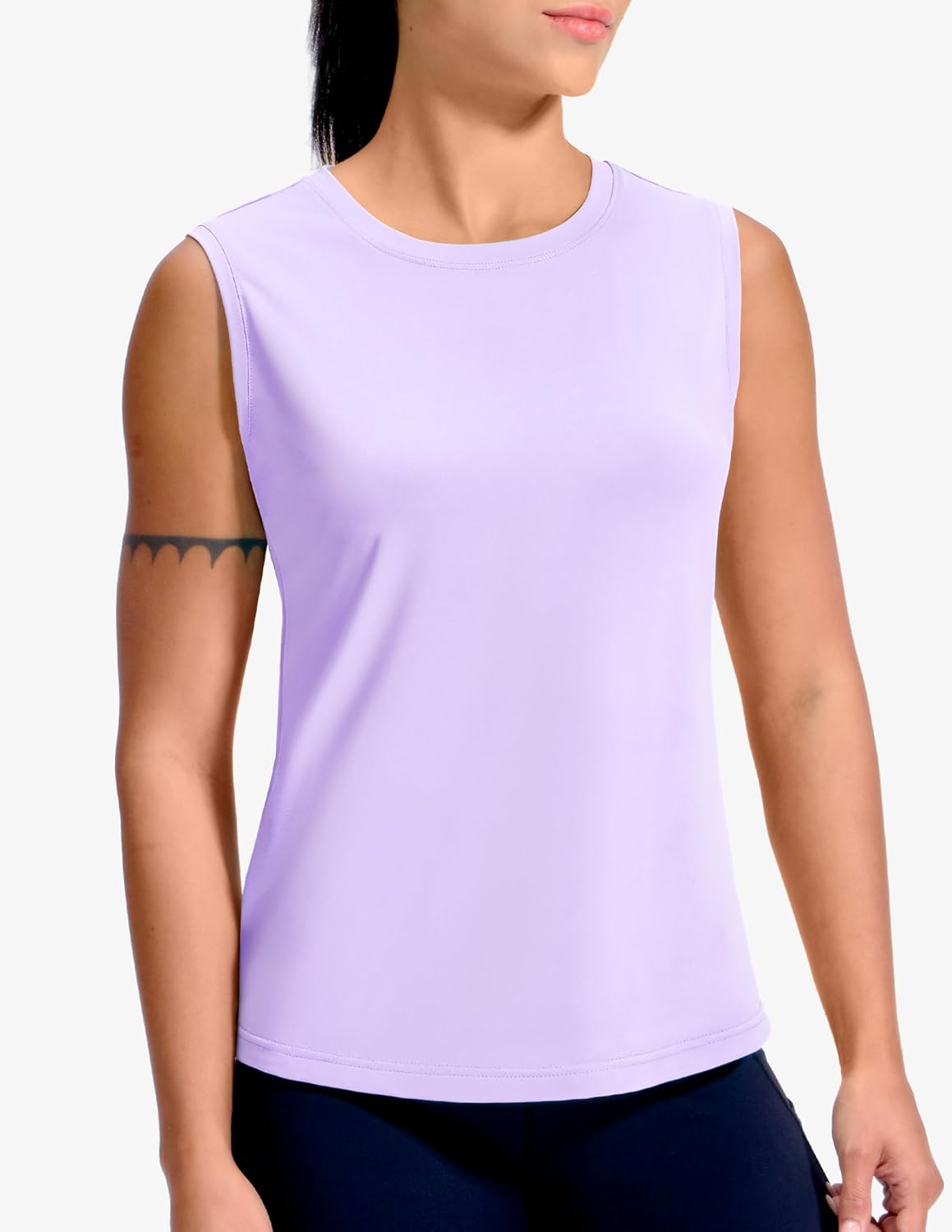 MIER Sleeveless Athletic Tops for Women Dry Fit Running Workout Tank Top Crew Neck UPF 50+ Active Tennis Gym Yoga Tee Shirts - Image 2