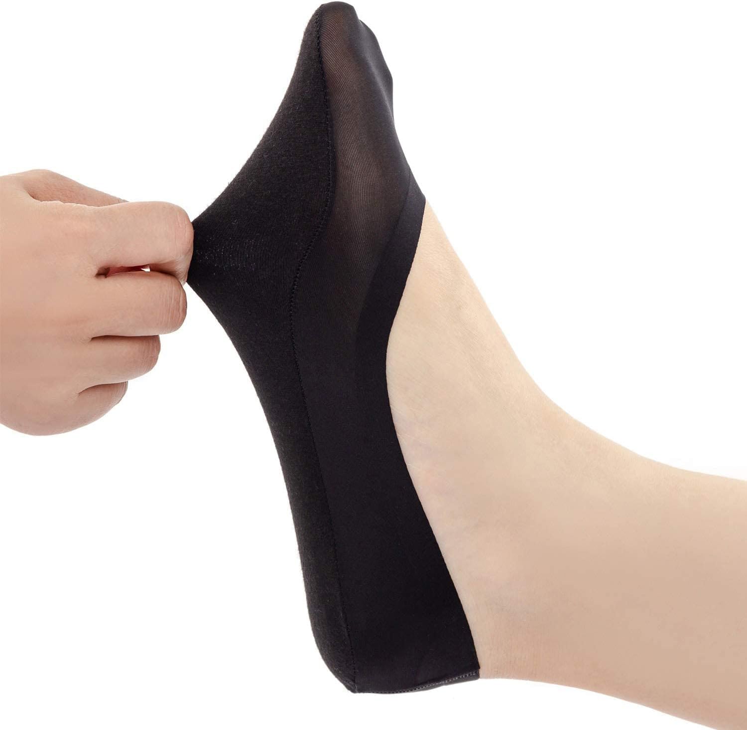 Women's Thin Socks Ice silk skin tone Cotton Nylon Low Cut Liner Non Slip hidden Invisible Socks for Flats Boat Sneaker, Womens No Show Thin Socks (2 Pack Skin Tone + 2 Pack Black)