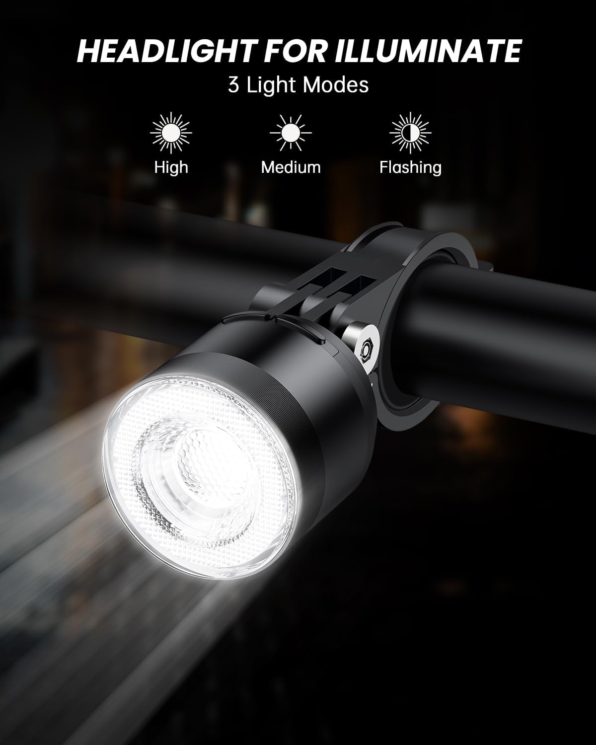 ONVIAN Super Bright USB Rechargeable Bike Lights for Night Riding, Wireless Remote Bike Lights Front and Back, 15 Light Modes 7 Colors, Waterproof Bicycle Light Set for Adults Kids Road Mountain
