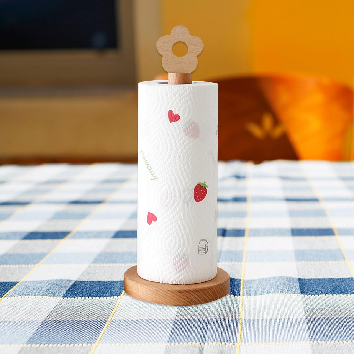 Portarotolo Verticale in Legno per Carta da Cucina Creativa