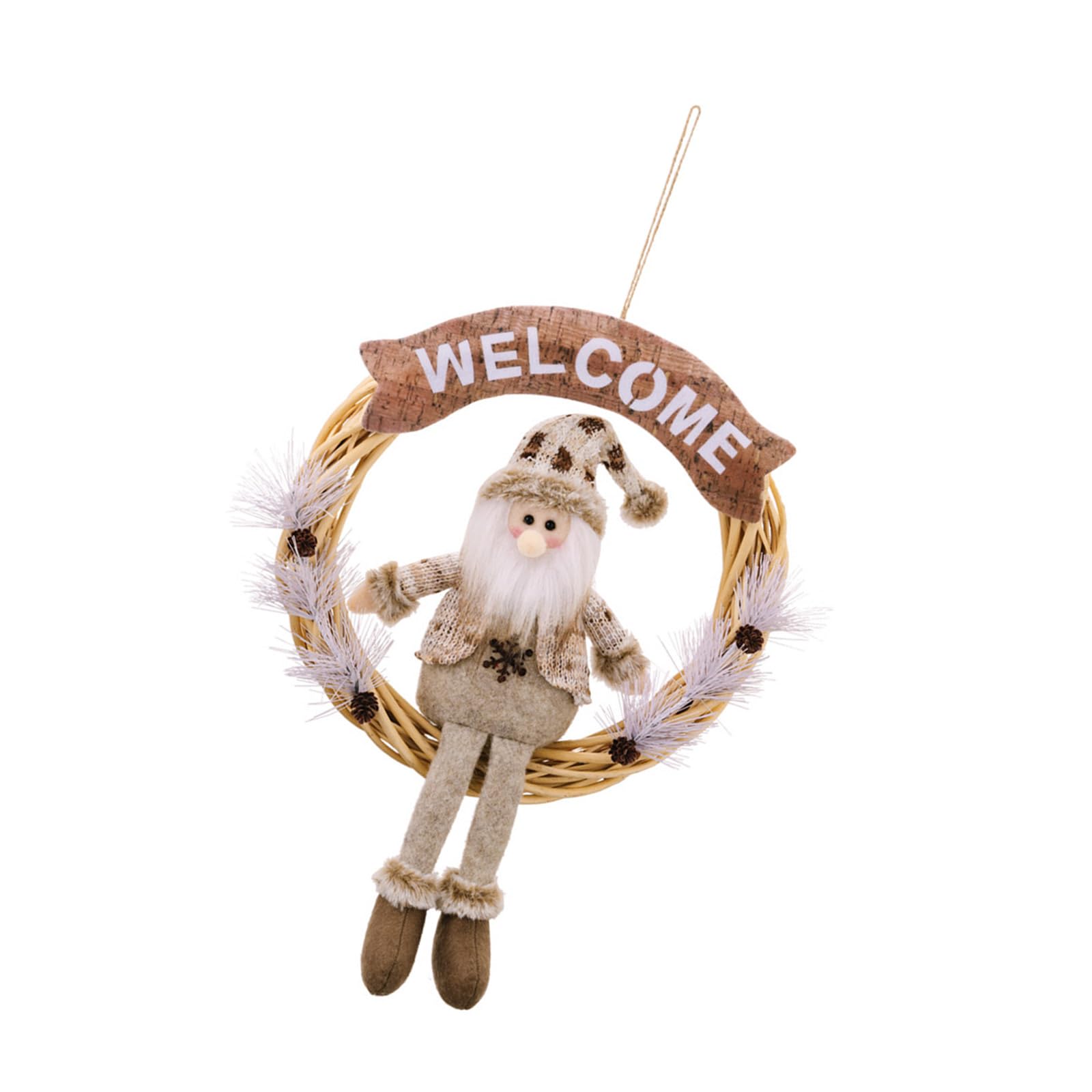 Seasonal Flower Wreath Pendant Santa/Snowman/Deer Dolls Decoration Handmade Festival Tree Hangings Party Supplies