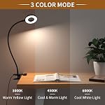 IZELL Lampe de bureau, LED Lumière de lecture avec pince, 3 Modes de couleur & 10 Luminosité Silicone Flexible Arm Livre de lumière pour les enfants Lecture Livre dans le lit à la nuit Clip sur la table, Zoom Réunions - Noir