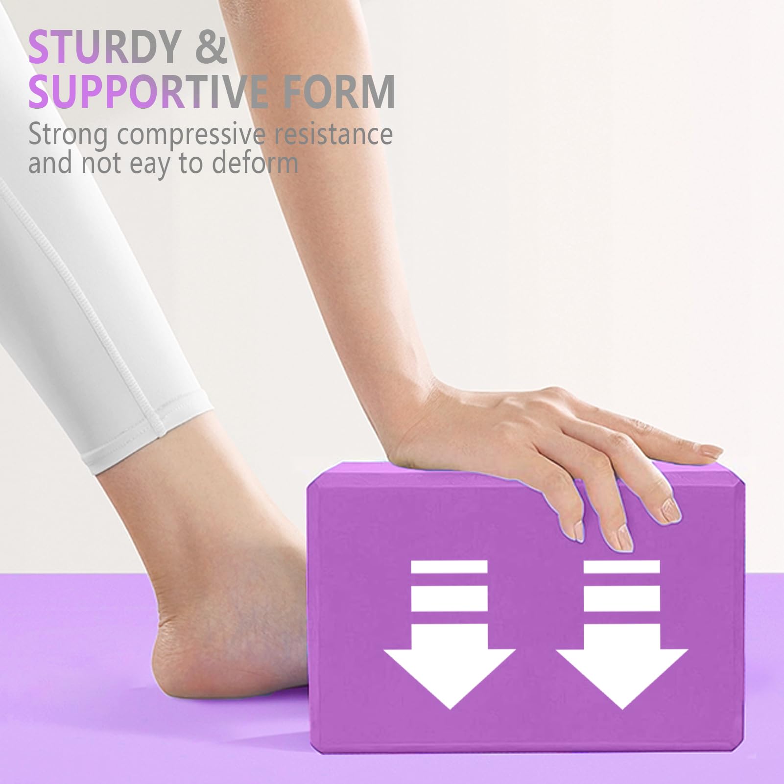Set di 2 blocchi per yoga e cinghie da yoga, morbidi e antiscivolo, 22,7 x 10,2 x 10,2 cm, 10 anelli per yoga, meditazione, equilibrio, pilates, stretching e posizioni profonde (viola)
