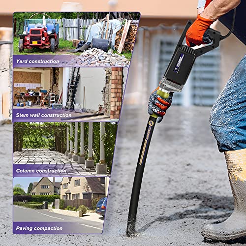 Vishigh Concrete Vibrating Tool Handheld, Electric Concrete Vibrator With 5Ft Shaft, 110V Household Cement Construction Tool For Pouring Work Stem Walls Garden Yard (1200W With 5Ft Shaft) #TOP4