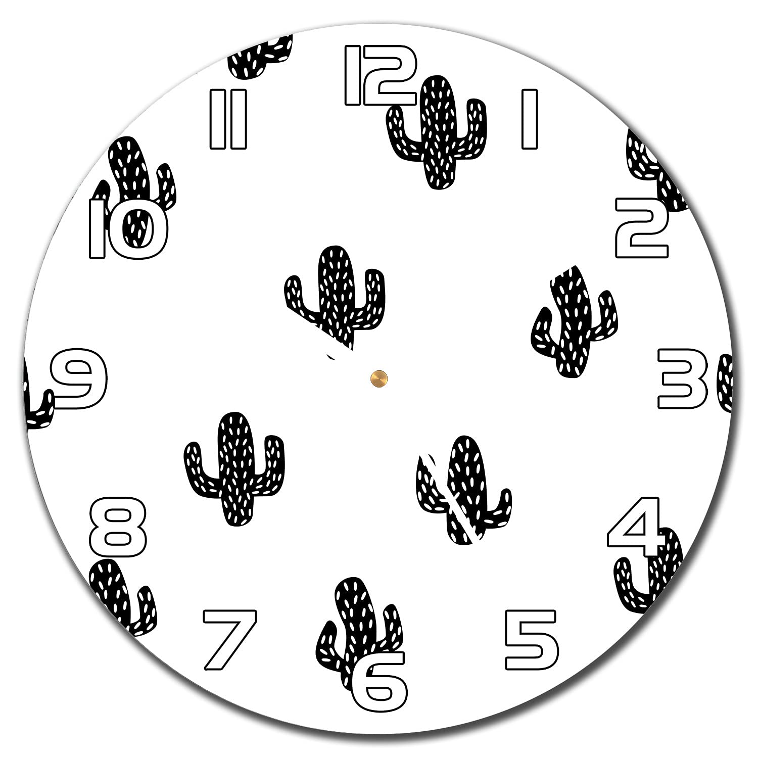 Horloge en verre 30 cm murale cuisine salon au design moderne impression cactus tendance