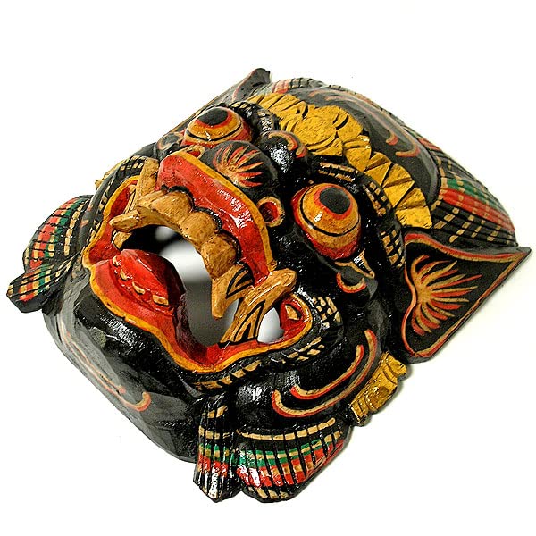 Amazon.co.jp: 木彫りのお面 マスク 『バロン』壁掛け 縦約34～5cm