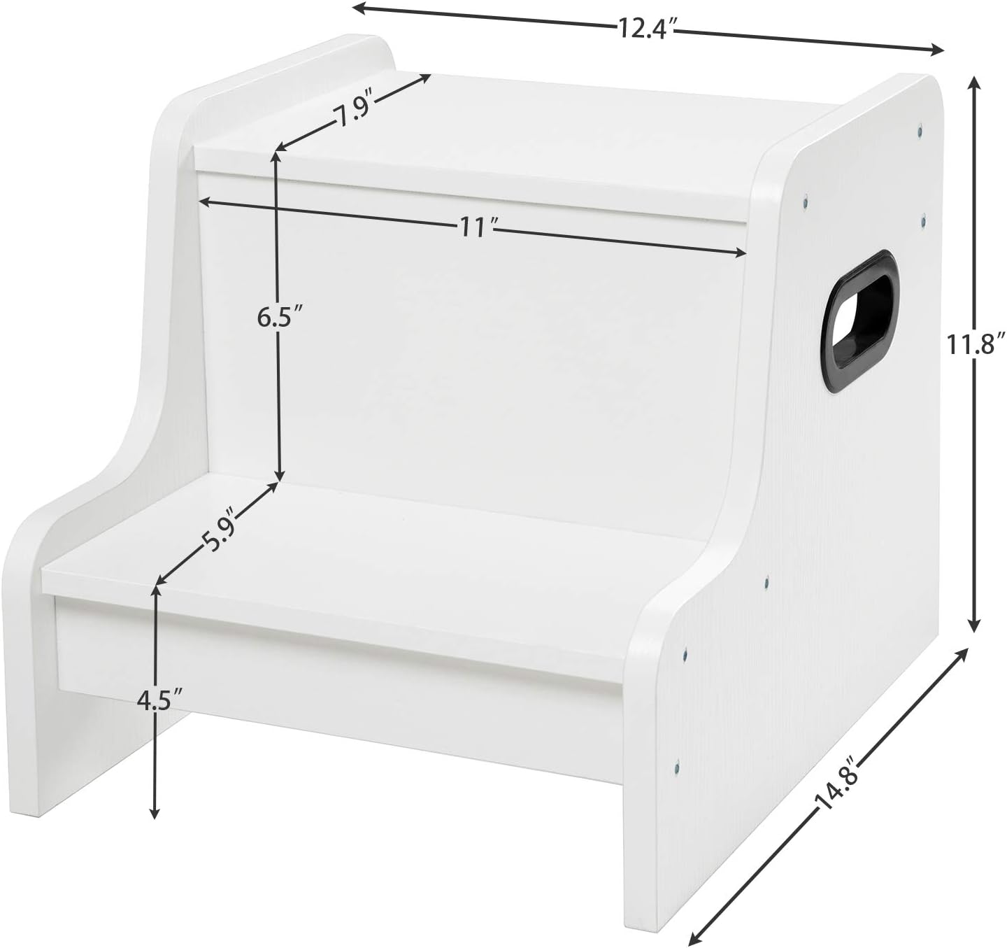 HOOBRO Step Stool for Kids, Two Step Toddler's Stool, Kids Potty Training Stool with Handles, Non-Slip Pads for Safety, Easy to Move, for Sink, Bathroom, Bedroom, White WT01JD01G3