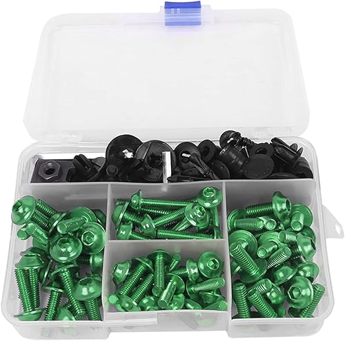 Miniatura 4 de Worldmotop - Kit de tornillos de carenado universal compatible con Yamaha, Honda, Kawasaki, Suzuki, BMW, kit de pernos métricos y tuercas (verde)