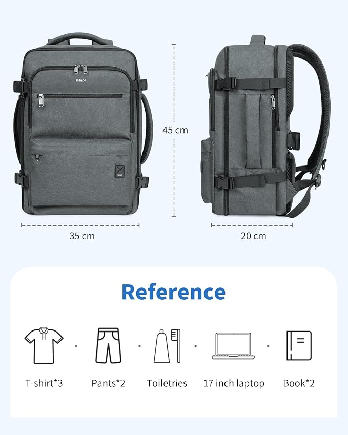 Mochila de viaje WANDF para portátil 17 pulg gris miniatura 8