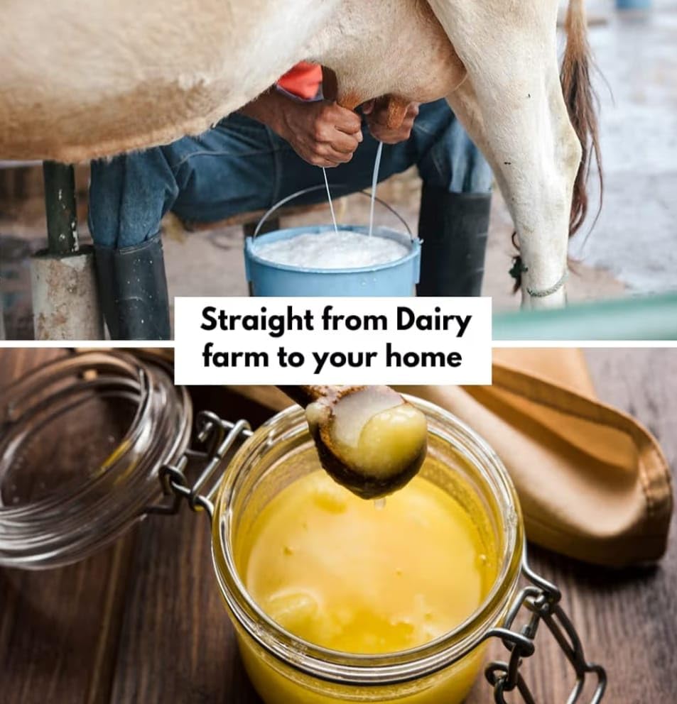Image of Anant Organics A2 Desi Cow Ghee | Vedic Bilona Method | Grass-Fed | 100% Pure & Natural Ghee Glass Bottle 5L