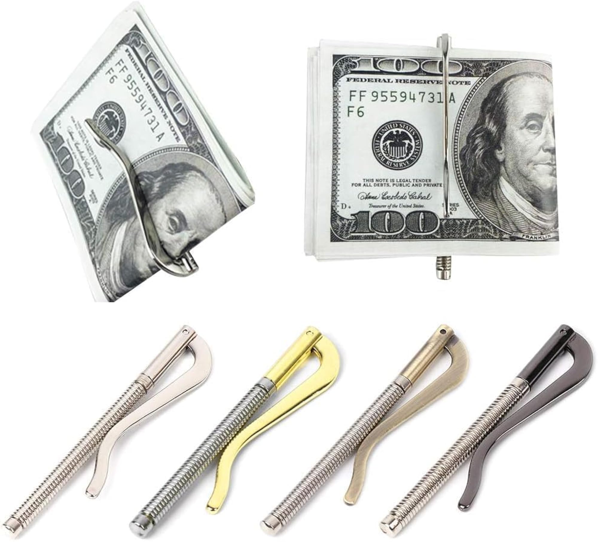Gun Metal Bifold Money Clip, Stylish Cash Holder
