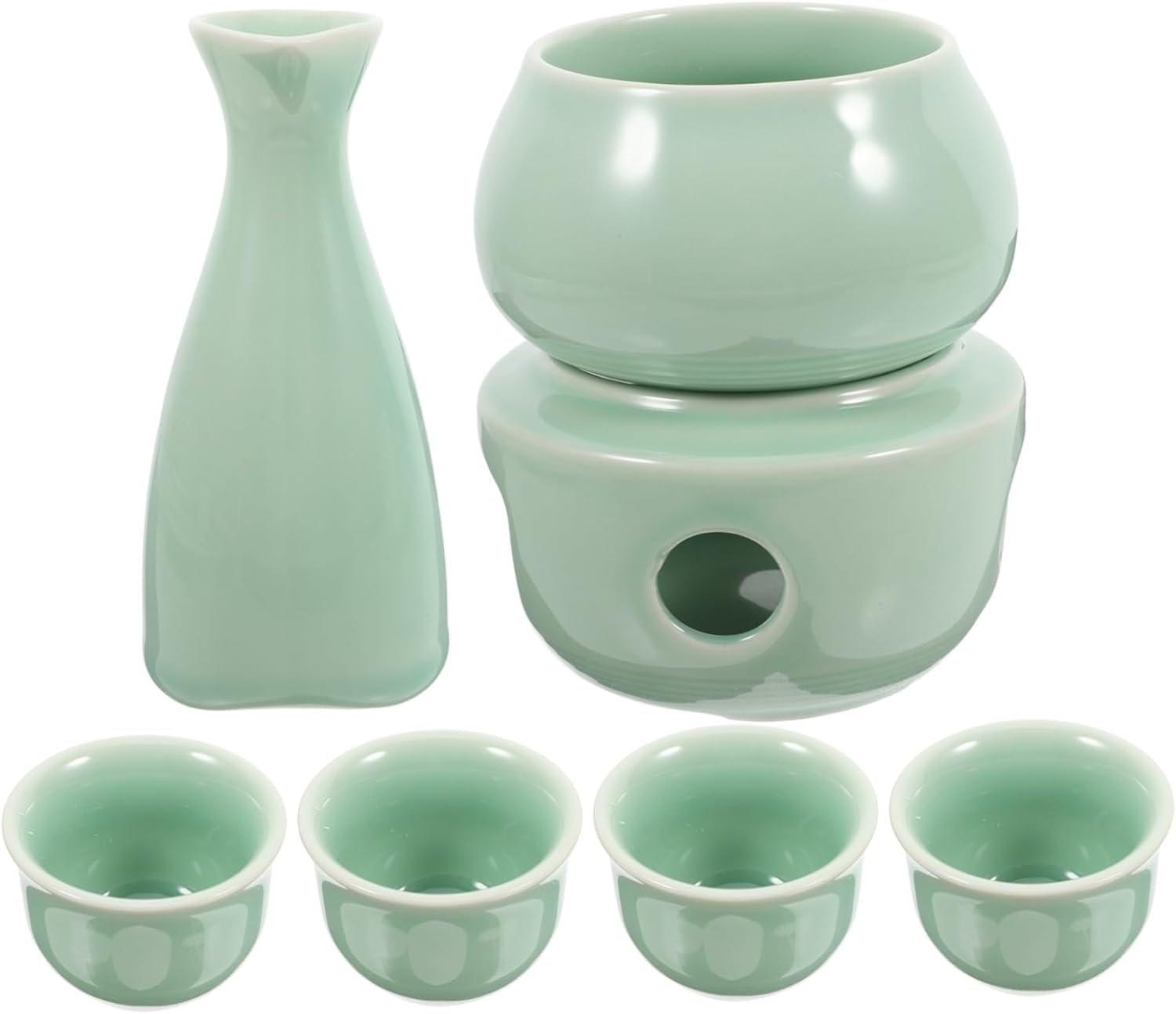 Traditional Porcelain Wine Warmer Kettle Cups for Drinkers Chinese Style Liquor Warm Kit