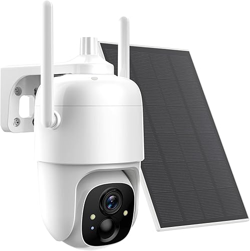 Miniatura 8 de Allweviee Paquete de 2 cámaras WiFi de seguridad solar para exteriores, inclinación panorámica de 355 vista IP65, impermeable, recargable,