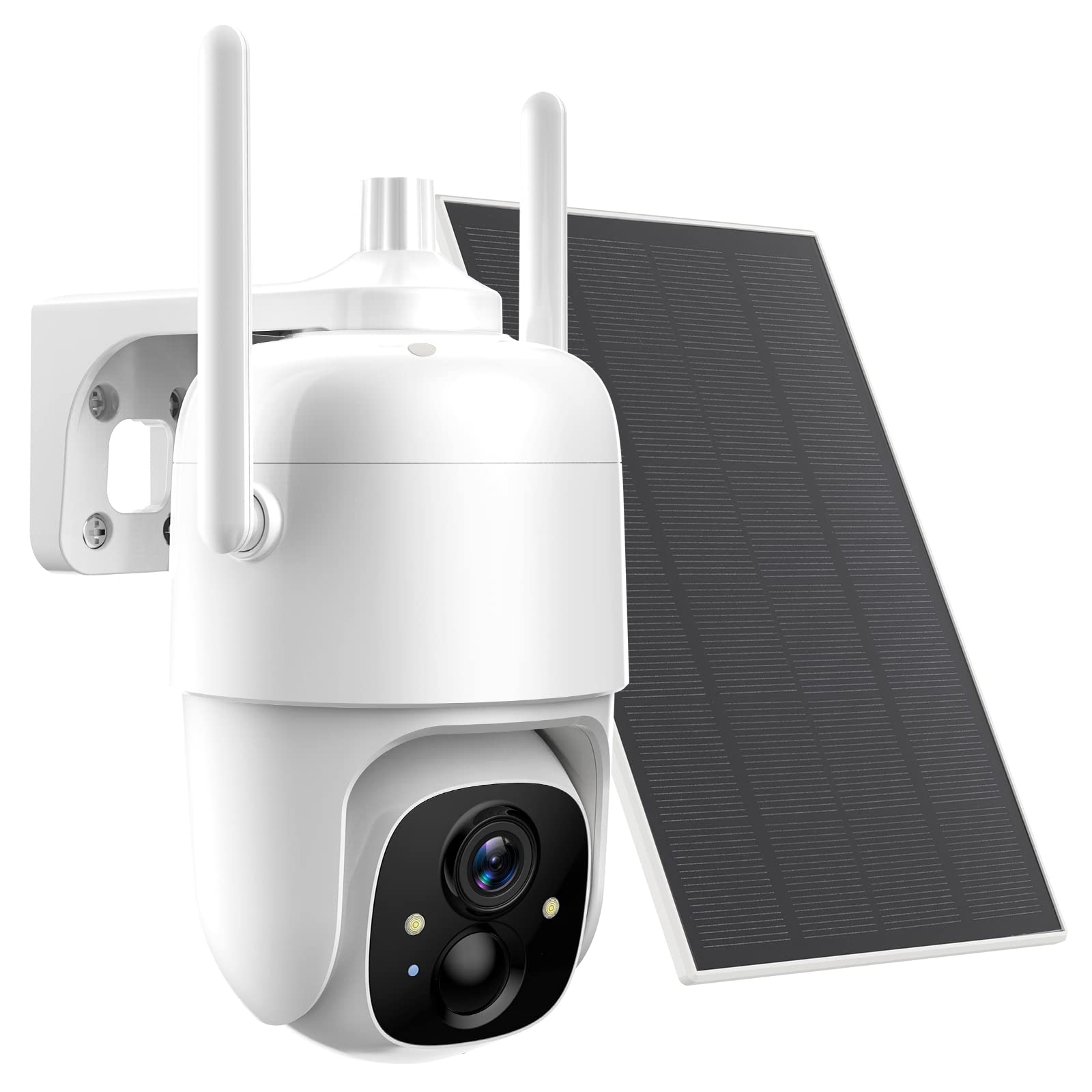 Solar Security Cameras Wireless Outdoor, 2K 3MP Pan Tilt 355° View IP65 Waterproof Rechargeable Battery Powered PTZ WiFi Camera with PIR, Color Night Vision,2-Way Talk,Cloud/SD