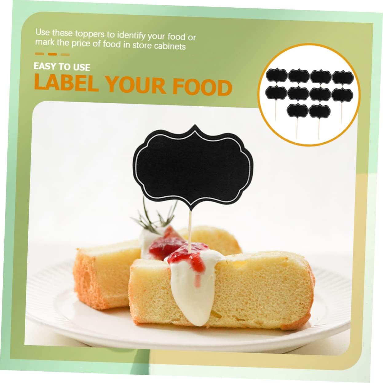 80pcs Black Chalkboard Paper Food Labels Cake Picks for Bakery