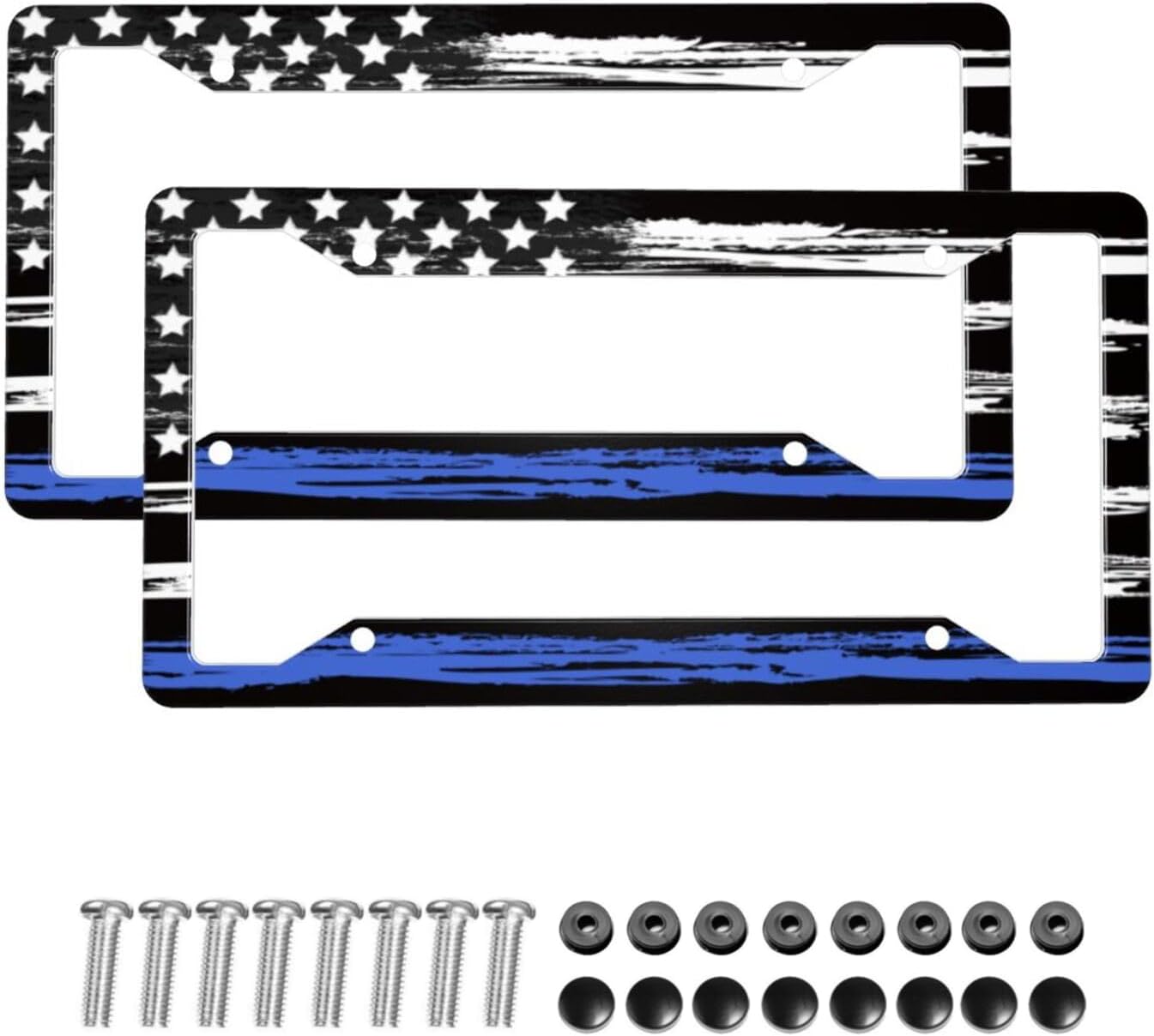 Black Leopard Print License Plate Frame - Leopard Personalise 2 Pack License Plate Covers Aluminum Metal Auto Car Tag Holder with 2 Holes 12.3" x 6.3"in Equipped with Screws for Women/Men Frames