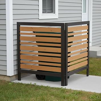 2 Panel Air Conditioner Fence for Outdoor, Wooden Ac Fence for Outside Unit, Trash Can Hider Outdoor, No Dig Privacy Fences, Rustic Country Style, 38" W x 42" H