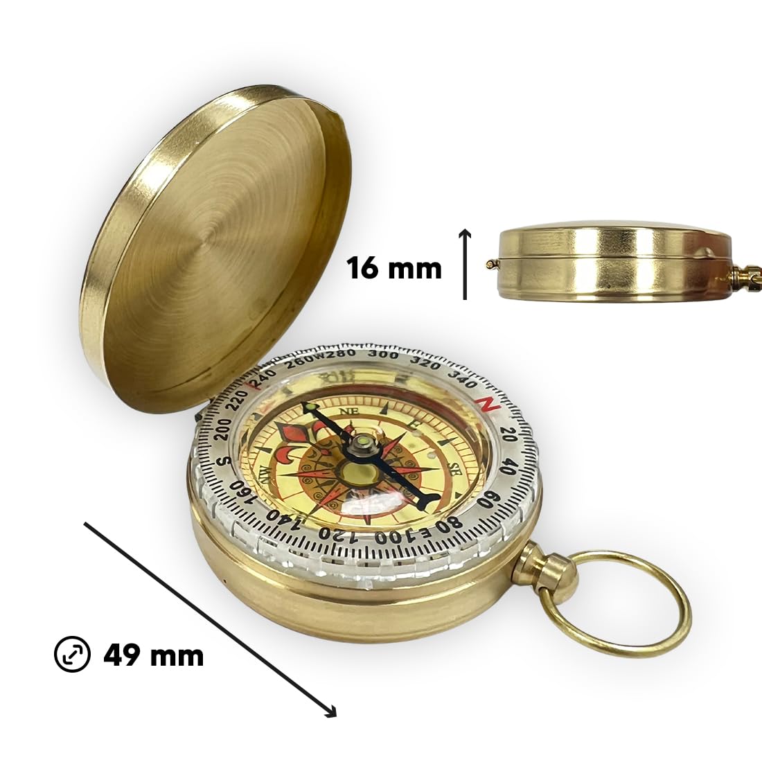 polar-effekt Gold Metall Kompass mit Gravur - Geschenke für Männer - ideal zum Geburtstag und Jubiläum - Outdoor Taschenkompass zum Wandern