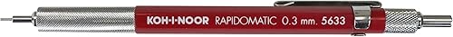 Koh-I-Noor Rapidomatic - Lápiz mecánico, punta de 0.001 in, rojo, 1 cada uno (5633)