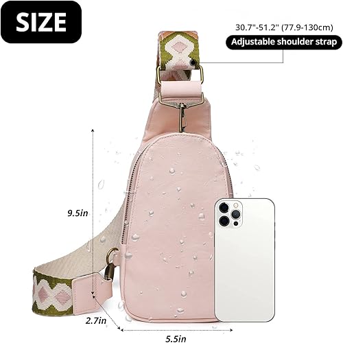 Miniatura 5 de CAIAQAZY Bolso bandolera pequeño para mujer, mochila cruzada de piel sintética, mochila multiusos para el pecho al aire libre, Rosado, Bolso