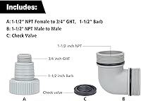 Vista 6 de Green Expert - Kit adaptador de codo de plástico para manguera de agua y bomba de sumidero de fácil conexión, contiene una hembra NPT de 1-1/2