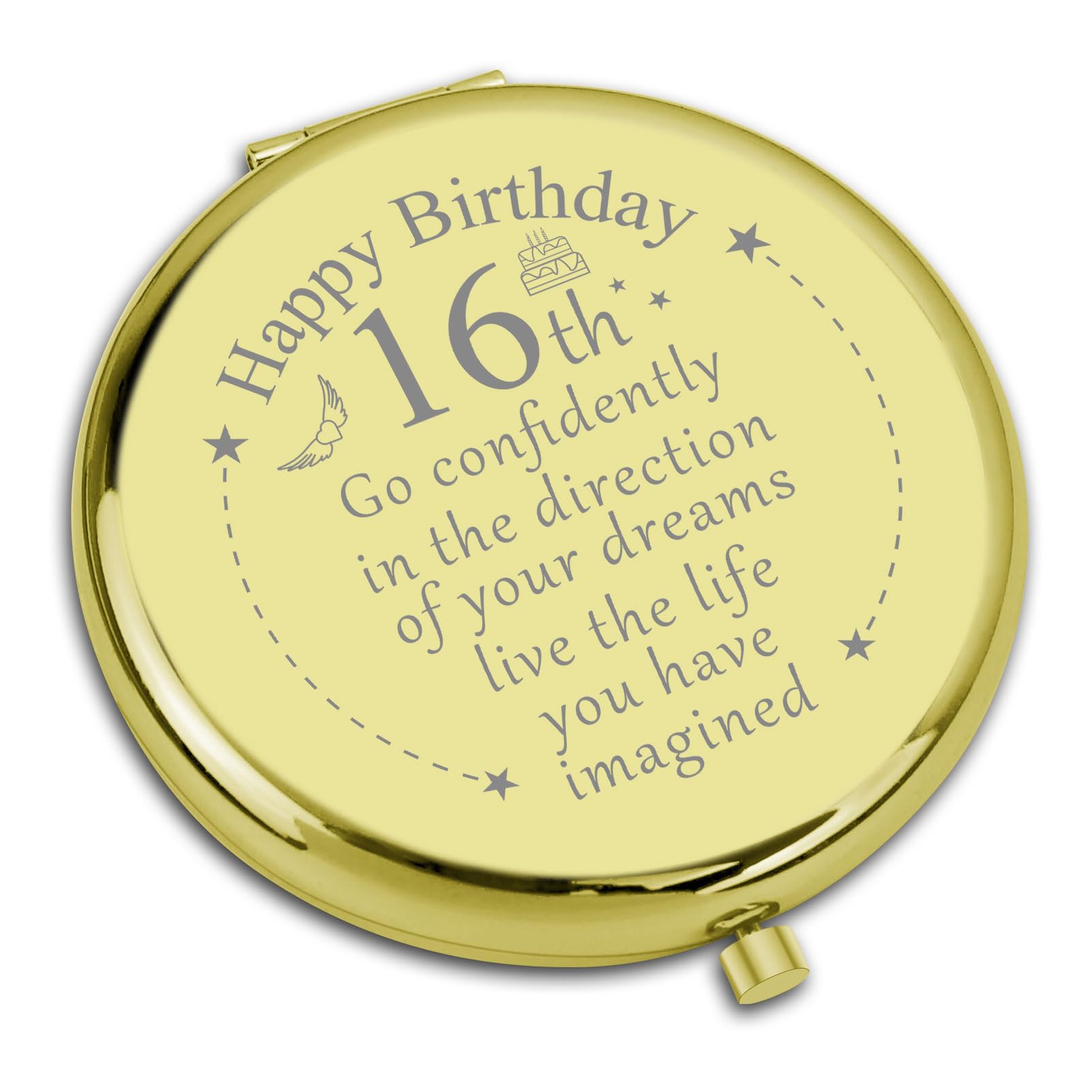 Dabihu Inspirational 16th Birthday Gifts for Girls Sweet 16 Compact Pocket Makeup Mirror for Daughter Sister Friends Folding Makeup Mirror Birthday Gifts for Niece 16 Year Old Gift Encouragement Gift