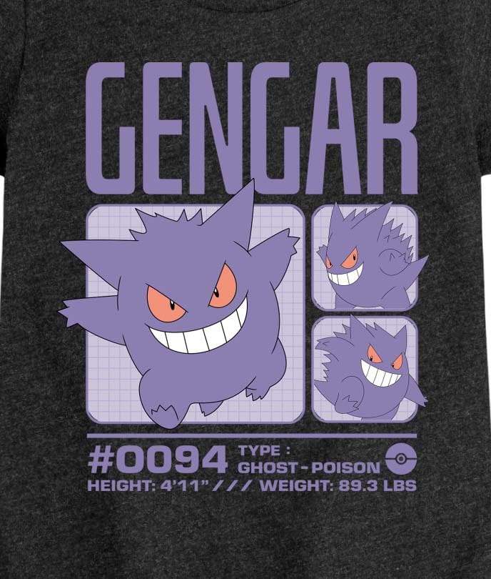 Pokémon - Pastel Gengar Stats - Girls Fitted Short Sleeve T-Shirt3