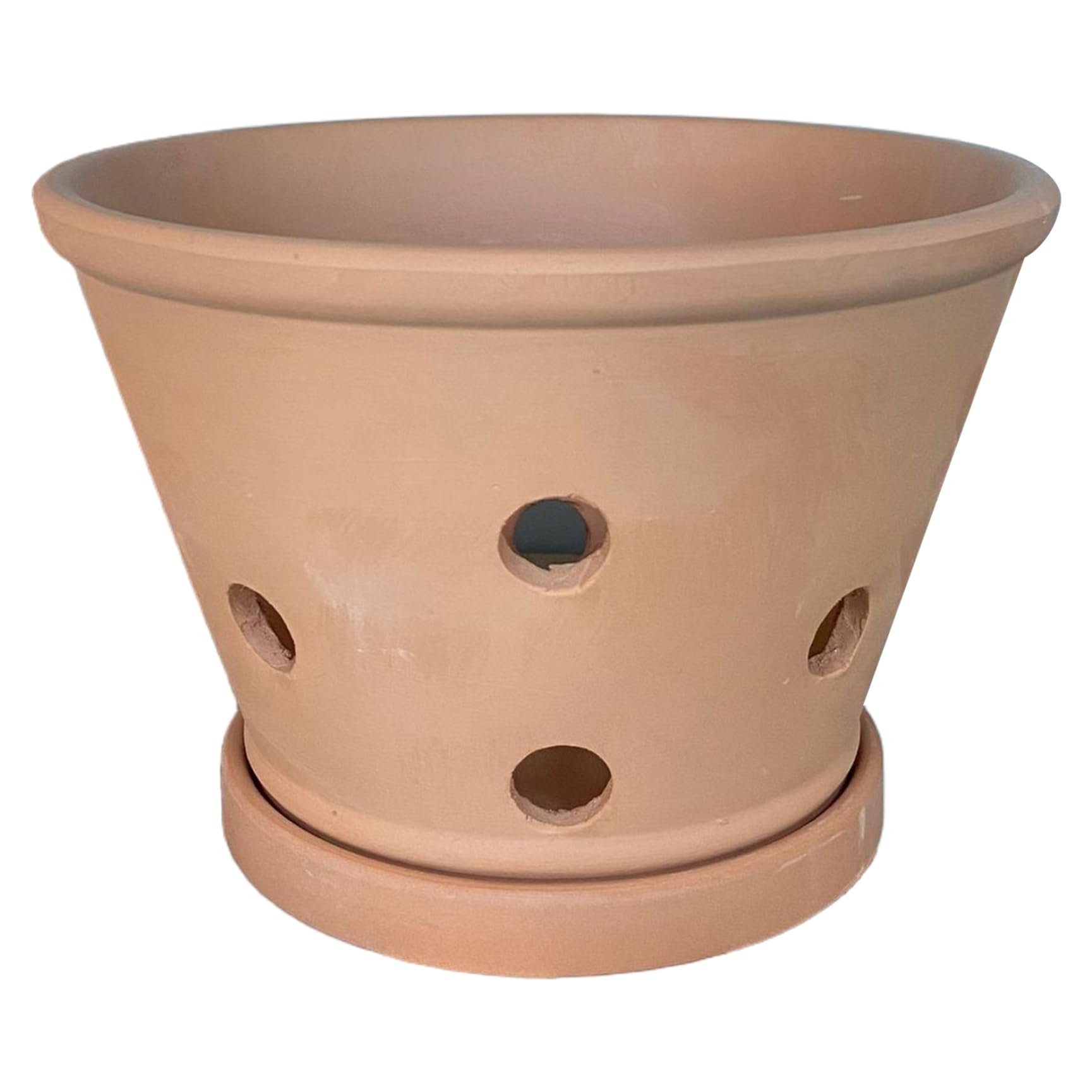 Lawnrden Terracotta Orchid Pots with Holes and Saucers - Clay Orchid Planter Pots for Repotting, Plant Flower for Indoor and Outdoor Promotes Air Circulation, 6.1 * 4.5inch