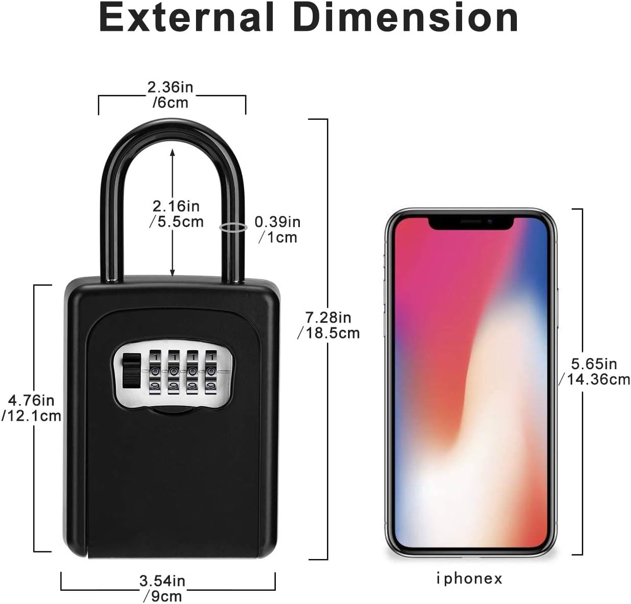 Key Lock Box, 4 Digit Combination Lock Box with Code for Spare House Keys Outdoor and Indoor, Weatherproof Security Key Holder, Holds up to 5 Keys