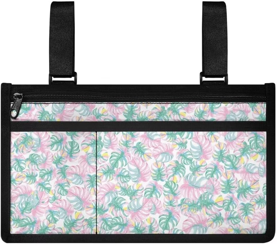 Palm Frond Wheelchair Side Bag Wheelchair Bags to Hang on Side Walker Bags and Pouches for Walkers for Seniors