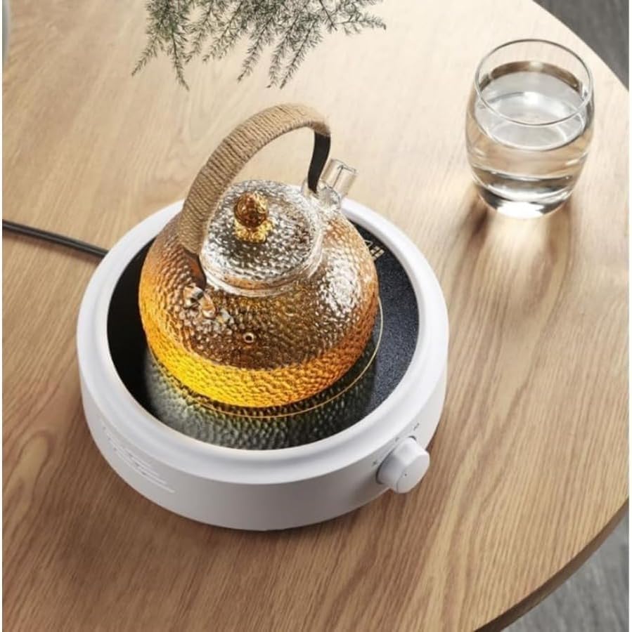 Tufduzo電気陶炉 湯沸かし器 お茶ストーブ 茶炉小型鉄壺ガラス壺煮茶器家庭用静音泡茶光波炉 110V (A)