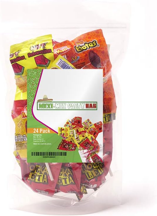Mexi Mix Party Bag Lollipop, Mexican Candy, Mexican Lollipop, Assorted Flavors Paletas, From Vero, Sonrics, Alteno, Makes A Great Snacks Pack. 24 Pcs.