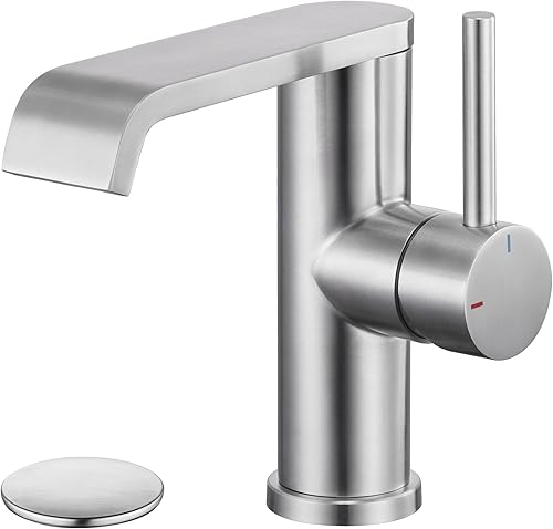 Miniatura 7 de TONNY Grifo de baño negro, grifo de baño de cascada de un solo agujero, grifo de baño negro mate de una sola manija para fregadero 1 agujero con