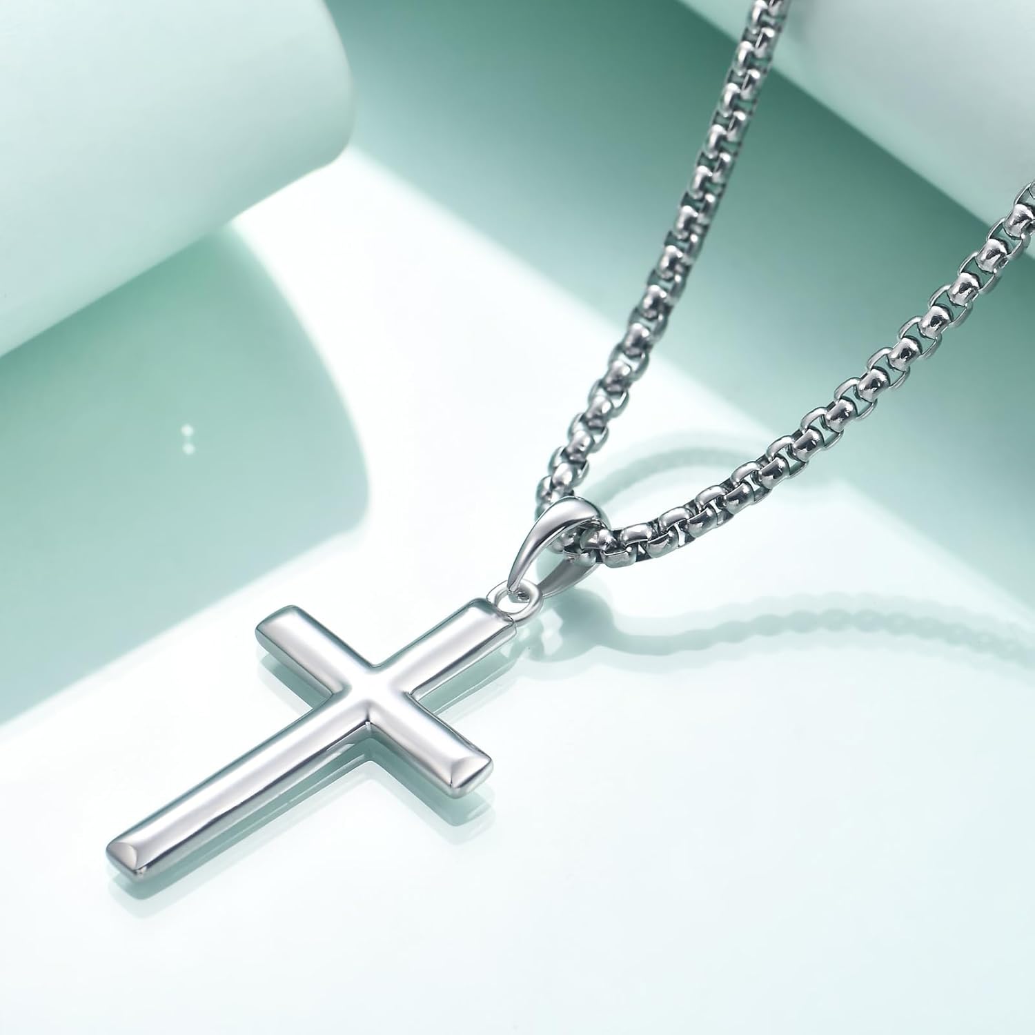 Rnivida Sterling Silver Cross Pendant Necklace for Men, Simple Christian Cross Jewelry Gifts - Image 3