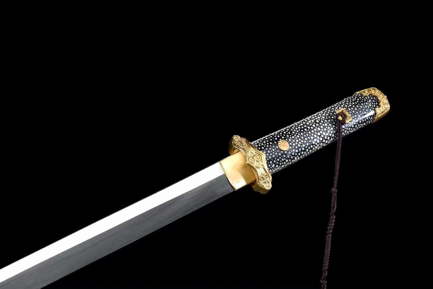 Full Tang Handmade Sword Chinese Fish Leather Tang Straight Sword High Manganese Steel Blade