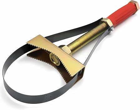 Heavy Duty Adjustable Oil Filter Wrench, 1-Pack, Fits Larger Oil Filters 9-15 cm Diameter, Universal Strap Wrench Tool for Trucks, Excavators, Cars, Motorcycles, Fuel & Oil Filter Removal