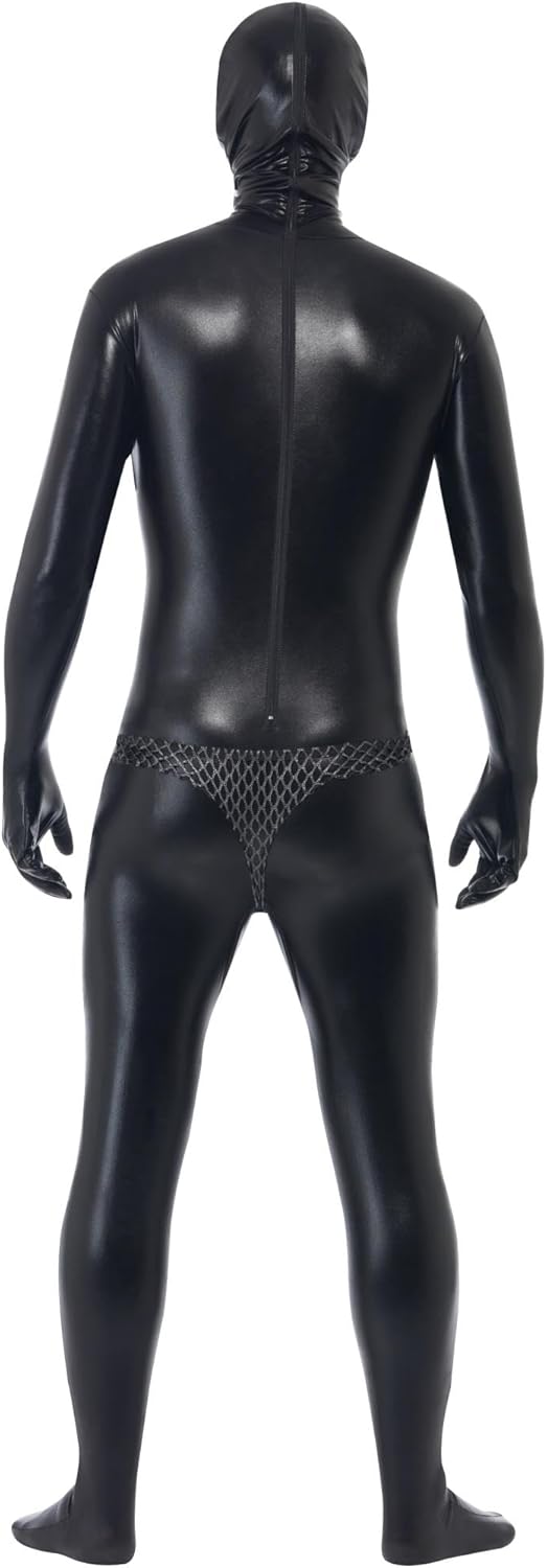 Smiffy's Men's Gimp Costume Bodysuit with Straps and Chainmail Pants