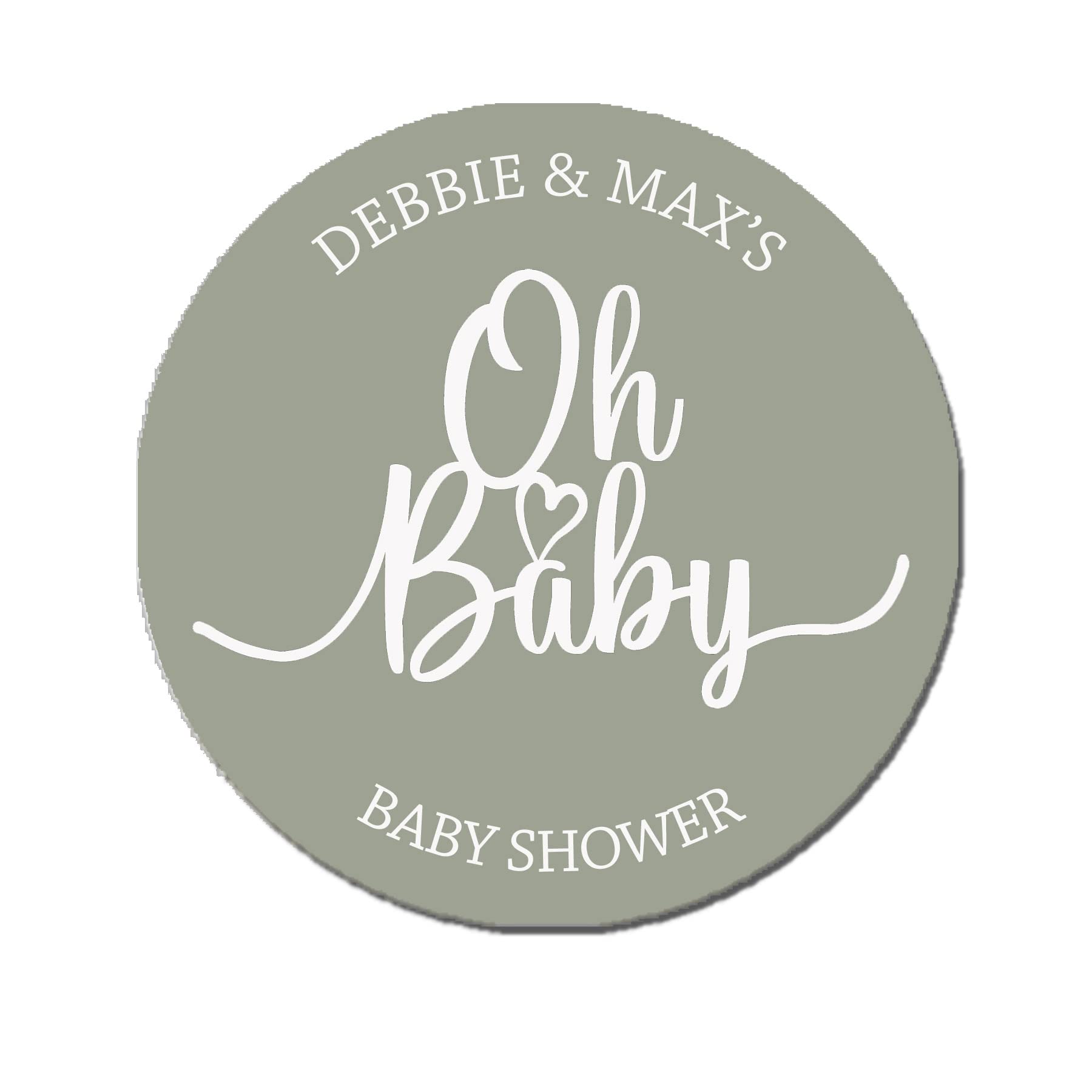 Treasured Forever Sage 35 Personalised Oh Baby Shower Stickers Thank You Sweet Cone Bags Favour Kraft White (Sage)
