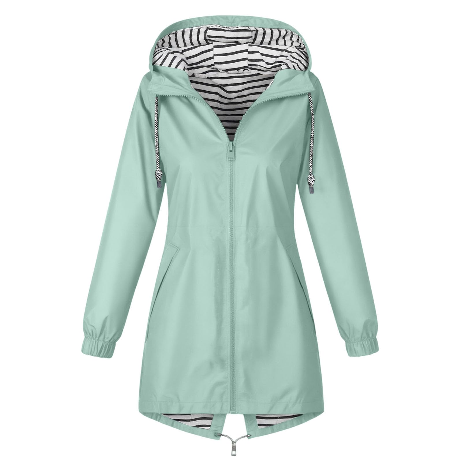 Damen Regenjacke Kapuzenjacke Frauen Leichte Jacke mit Kapuze Taschen Outdoorjacke Windbreaker Übergangsmantel Funktionsjacke für Alltag Reisen Wandern Trekking