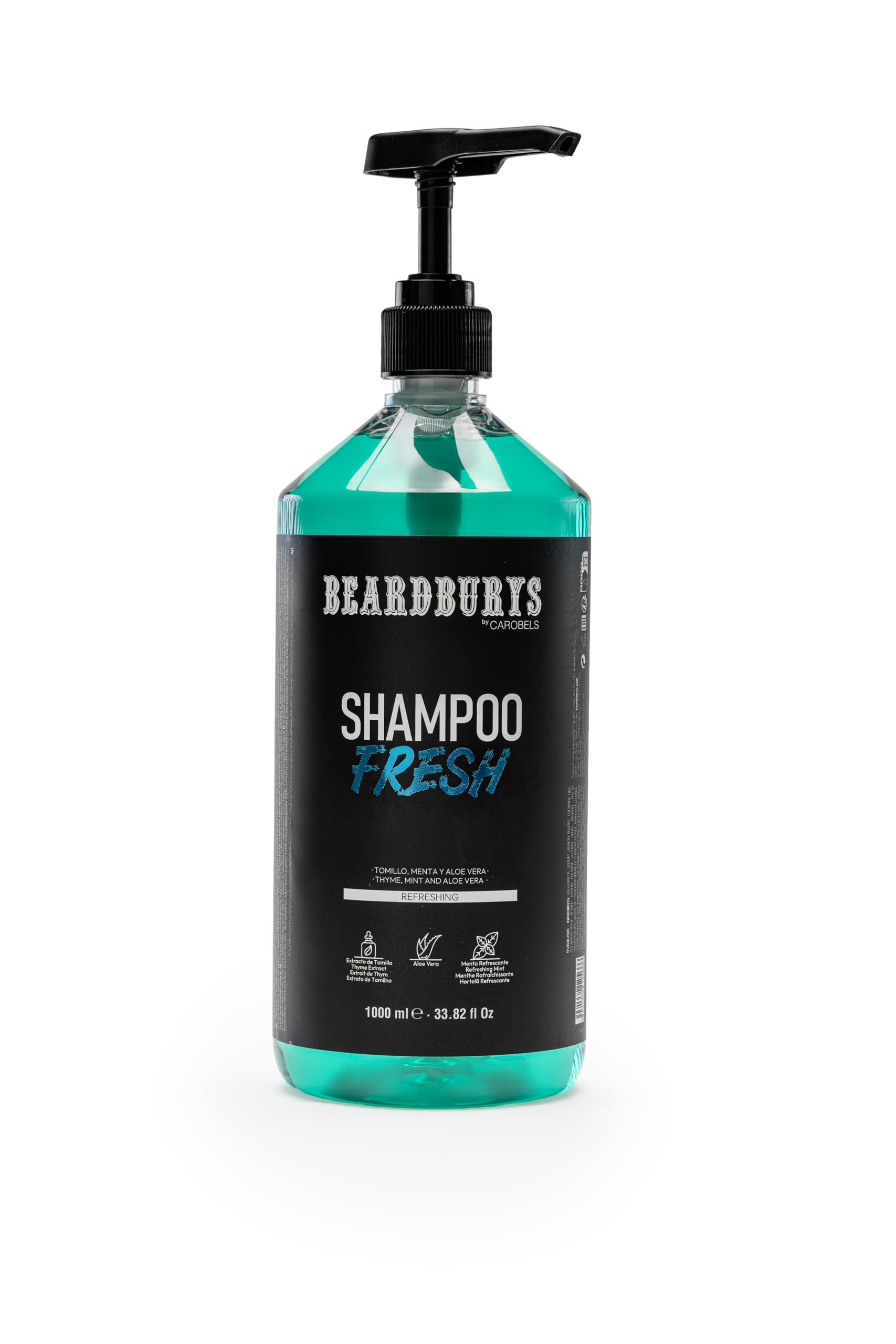Beardburys Fresh Shampoo | Champú Ultra Refrescante para Cabellos Grasos, Limpia e Hidrata, Con Mentol y Aloe Vera, Sin Parabenos