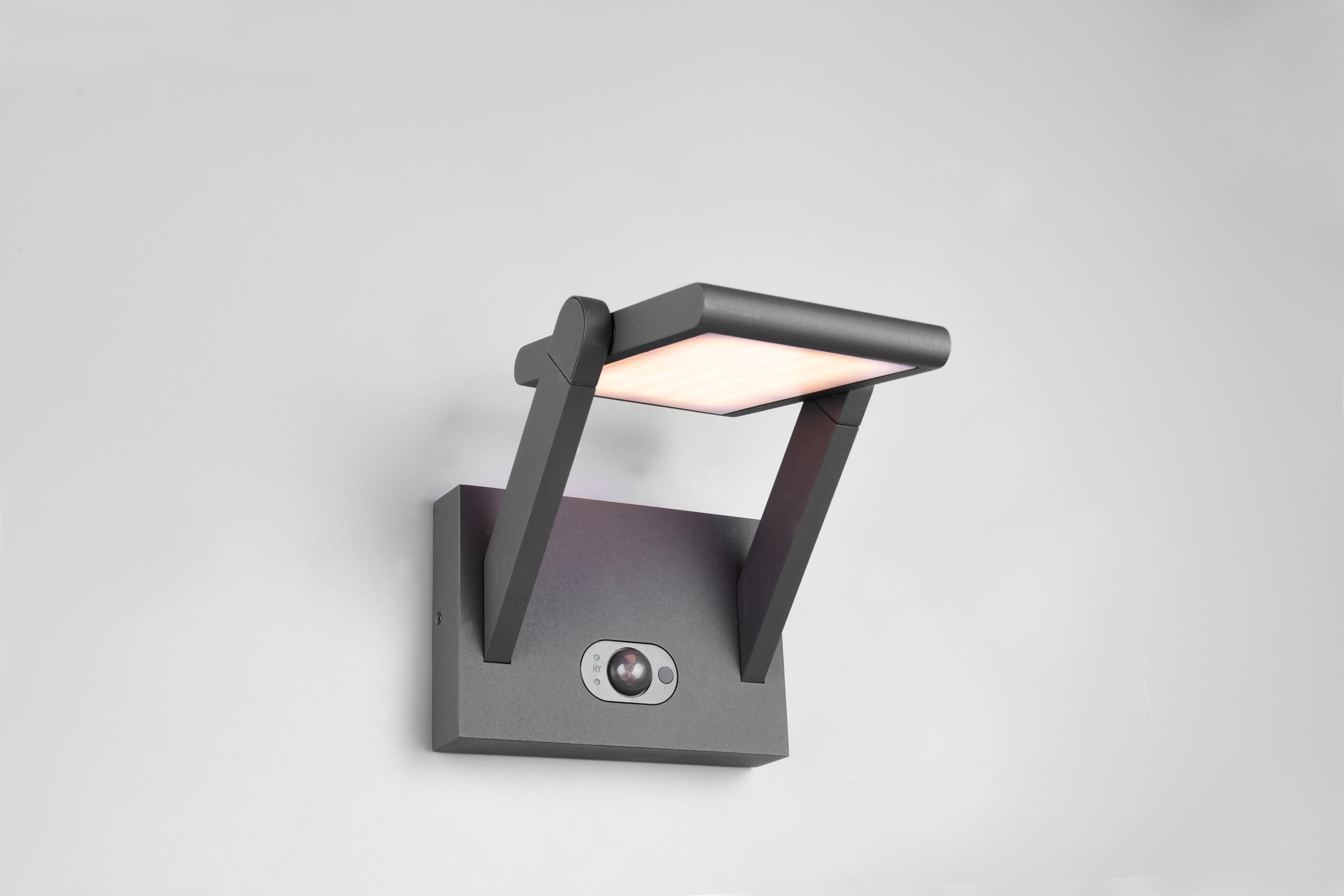 Trio Leuchten LED Außen Wandleuchte Malawi 253769142, Aluminium Druckguss Anthrazit, 5 Watt LED, Hybrid Solar/Netzbetrieb, Dämmerungssensor, Bewegungssensor