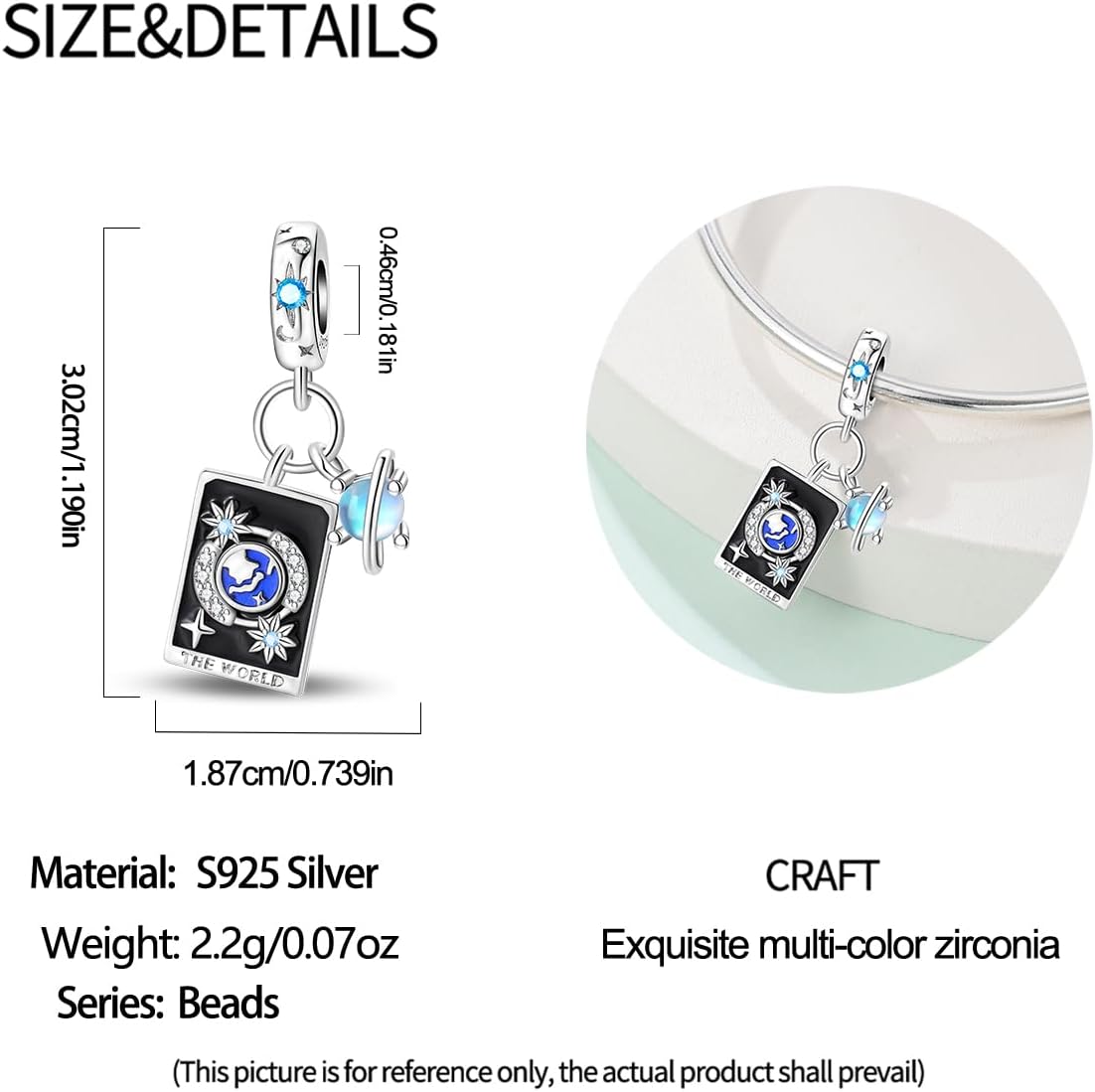 925 Sterling Silver Charms for Bracelets Necklaces 5A Cubic Zirconia Tarot Cards Dangle Pendant,Charms Beads Gifts for Women - Image 5