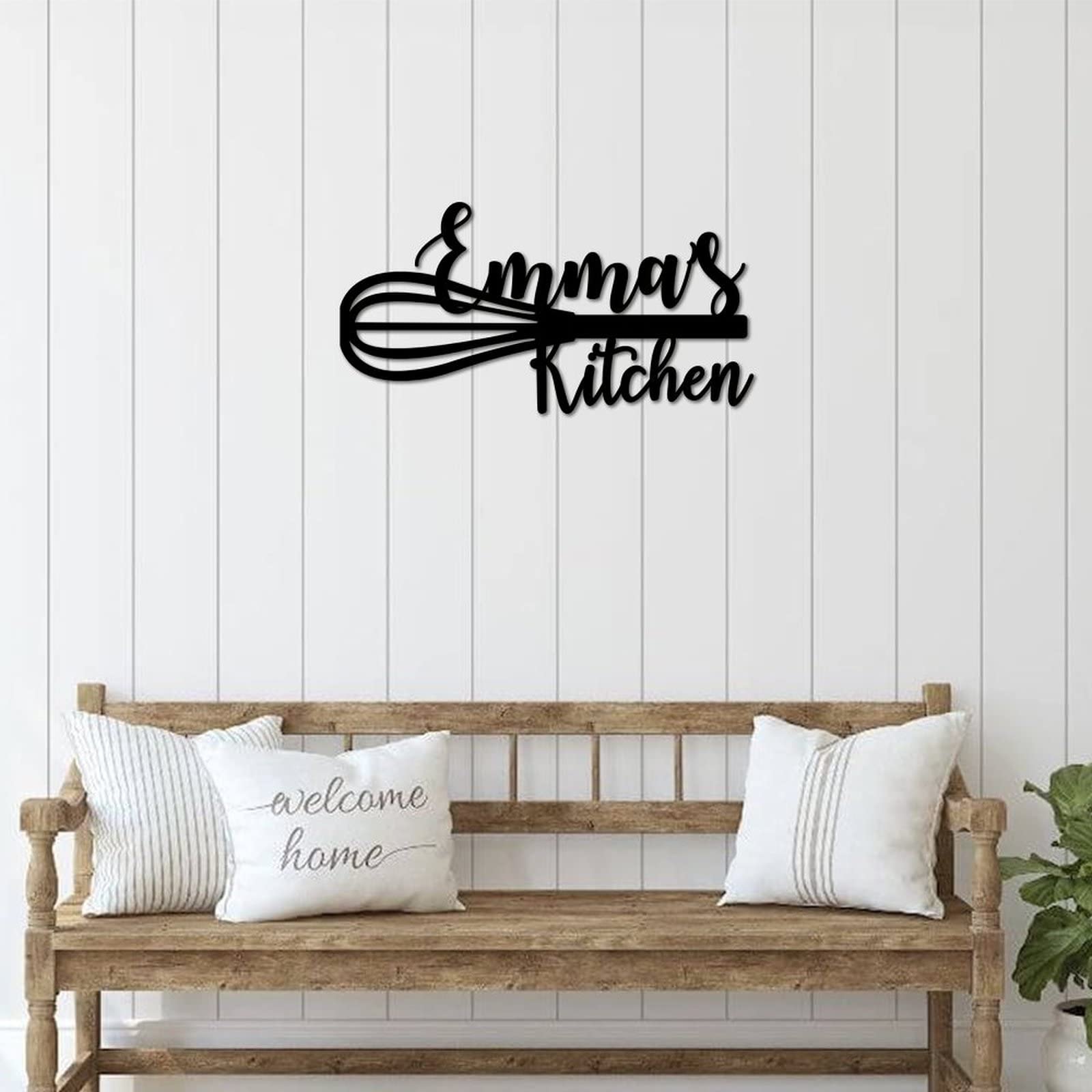 Letrero de metal personalizado para cocina, letrero de nombre de cocina, letrero de nombre de metal, decoración de casa de campo, regalo de inauguración de la casa, regalo de cocina para mamá, regalo