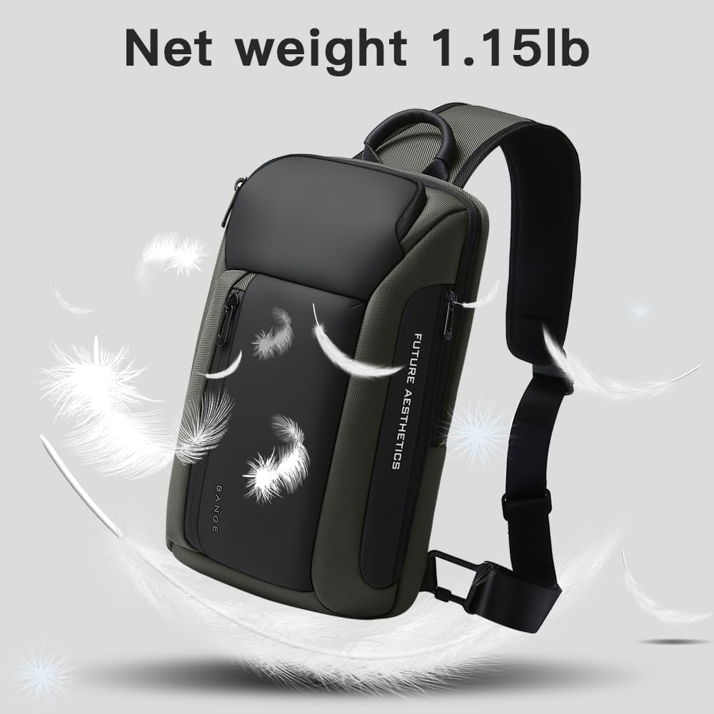 BANGE Men's Crossbody Backpack - Waterproof Shoulder Bag for Travel, Hiking & Daily Commute