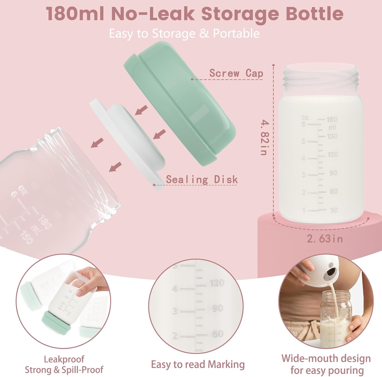 26pcs M5 Breast Pump Replacement Parts Kit for Momcozy M5 Wearable Breast Pump, Including 8 Duckbill Valves, 4 Diaphragms, 10pcs Flange Inserts, 2 6oz Storage Bottles,1 Sizing Ruler, 1 Cleaning Brush