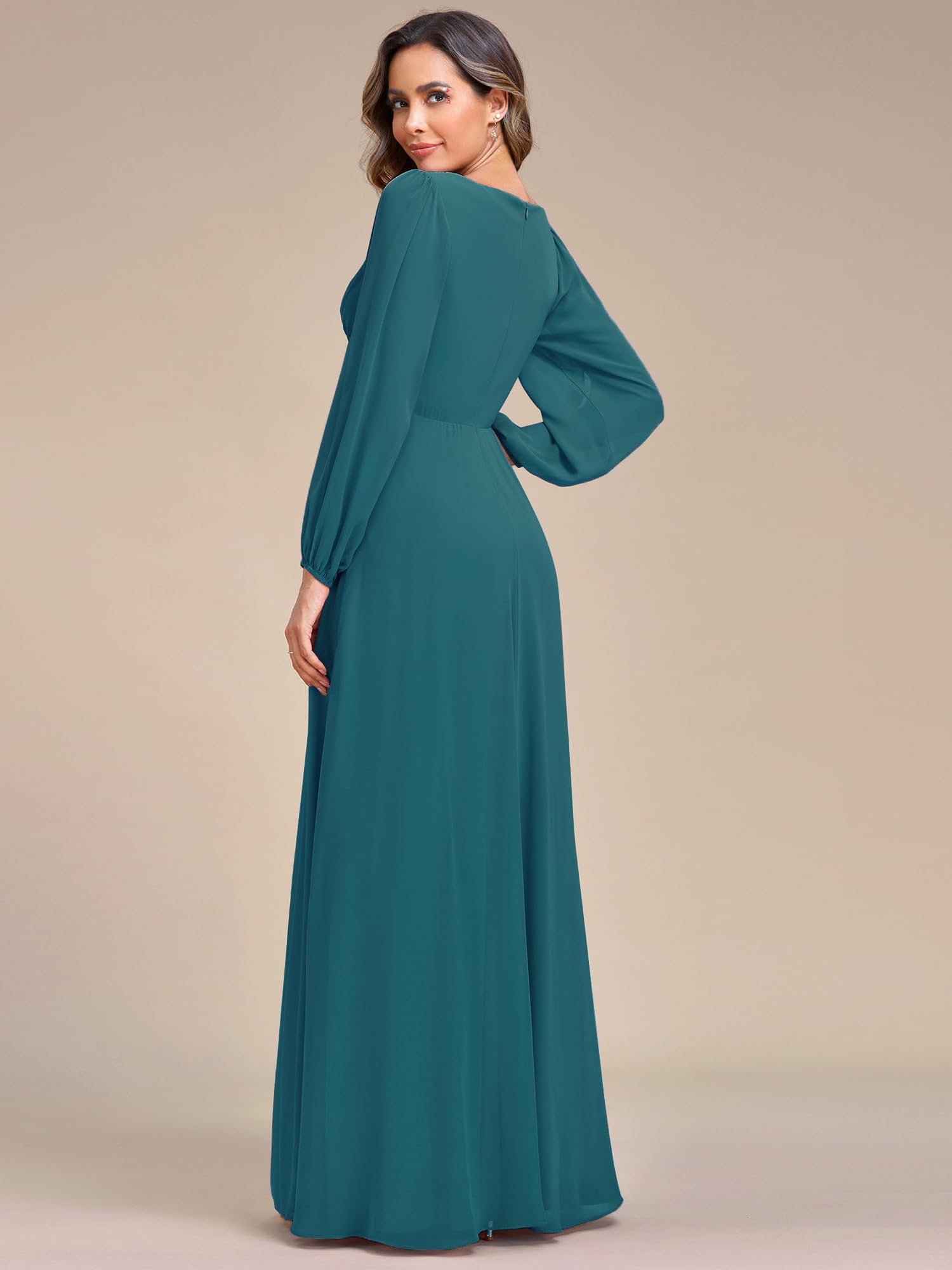 Ever-Pretty Vestito da Cerimonia Elegante Linea ad A Scollo a V A Abiti da Sera 00461 Teal 44