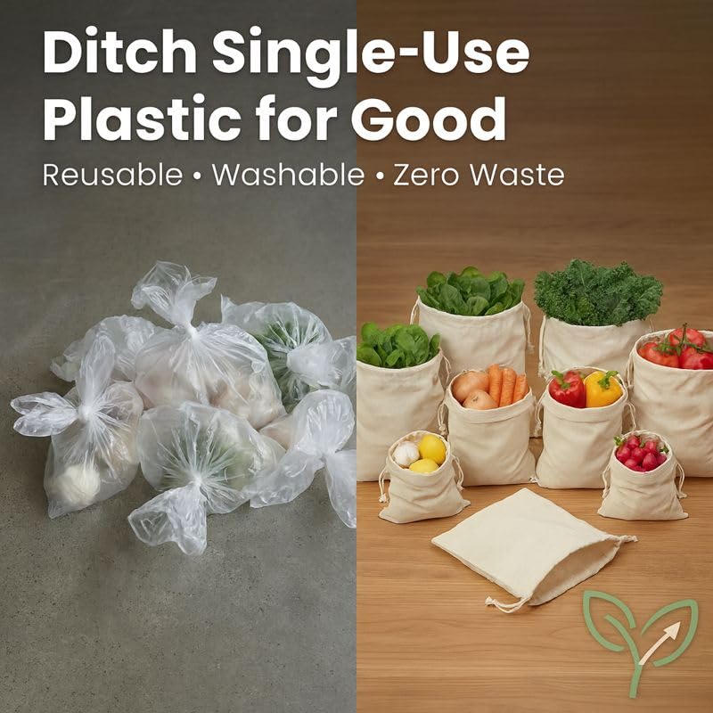 100% Reusable Cotton Produce Bags