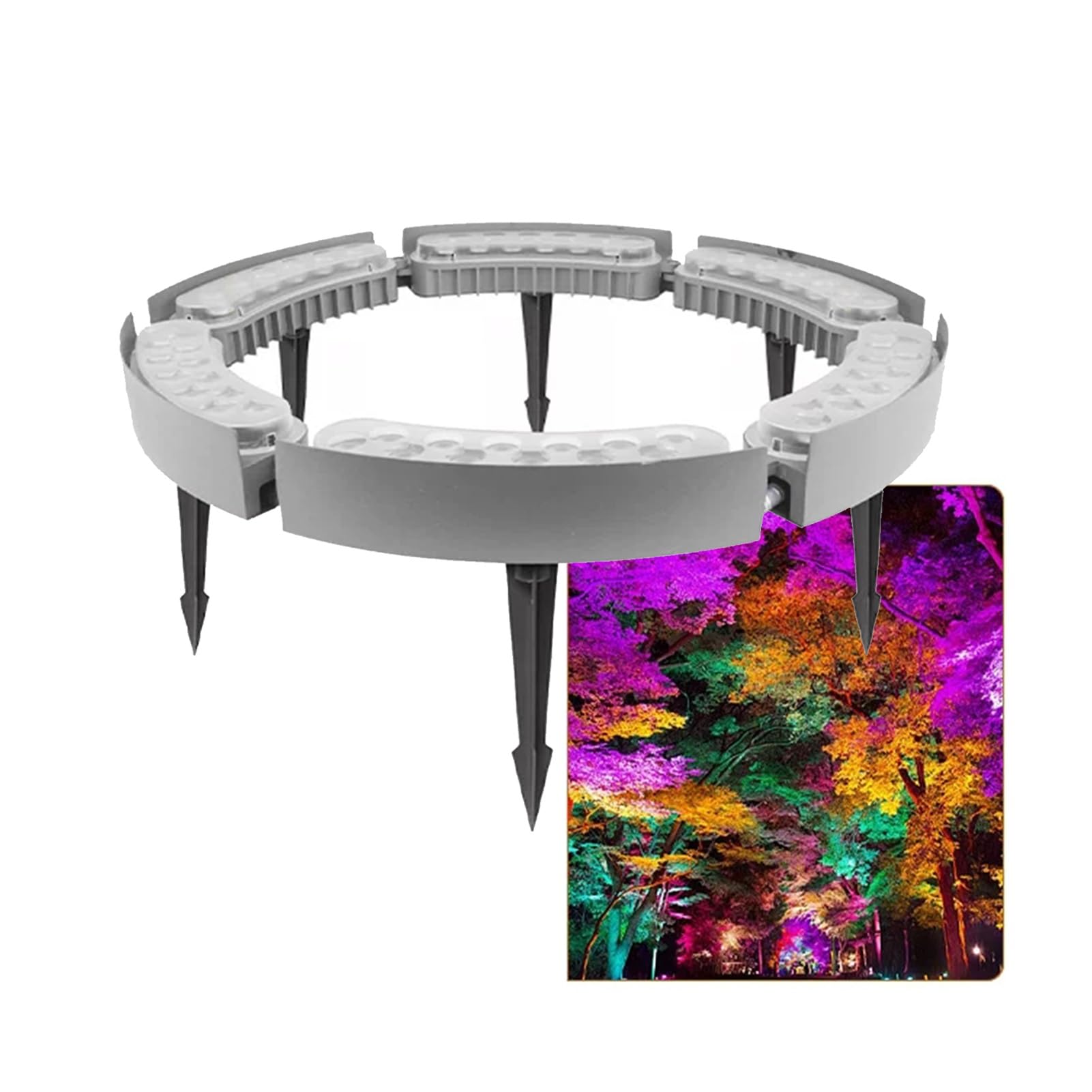 JCWGLY Tree Ring Light Outdoor RGB Color Changing Landscape Uplighting for Trees and Plants, IP65 Waterproof LED Spotlight for Garden, Courtyard(6 lights/AC220V)