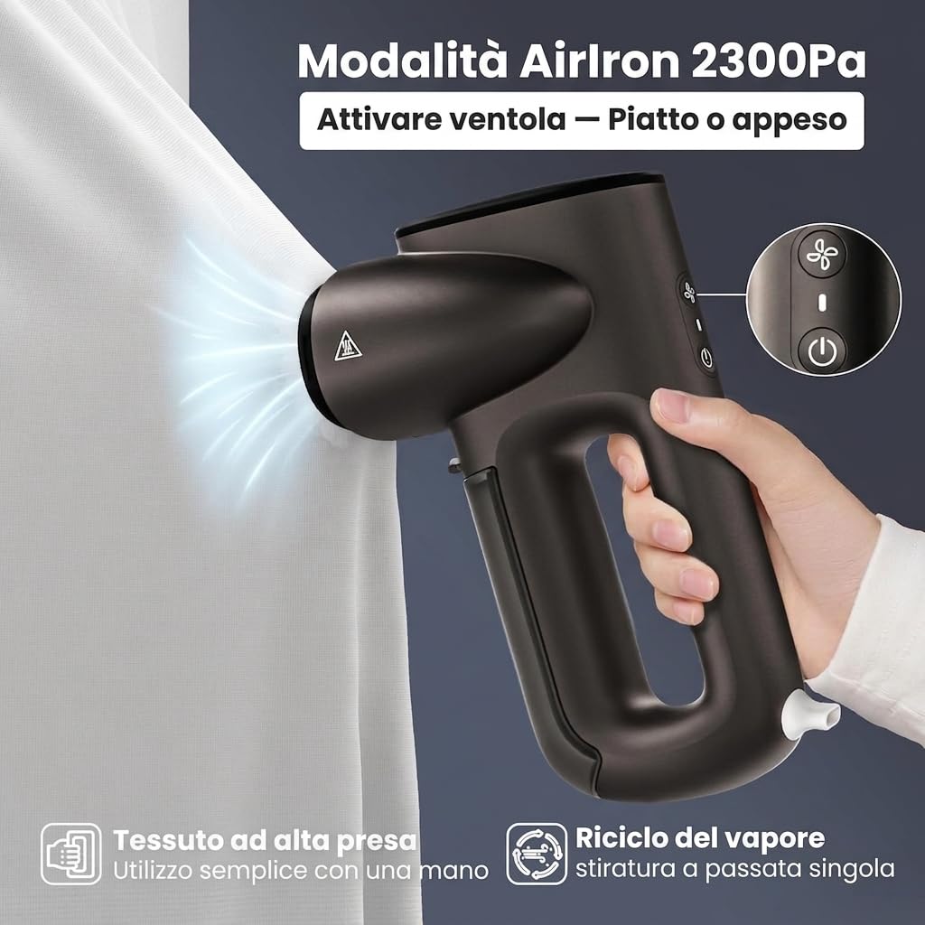 Neakasa Magic 1 Stiratrice Verticale a Vapore da Viaggio, AirIron 2300Pa, Stiro a Una Mano, Pronto da Indossare, Senza Residui d'Acqua, 220-240V (Antracite)